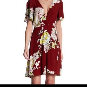 ASTR the Label Red Floral Wrap Dress